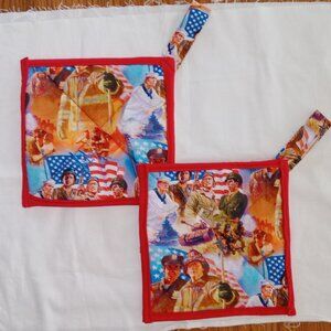 Cotton Insulated Patriotic Military Pot Holders Set of 2